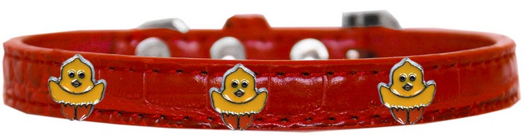 Chickadee Widget Croc Dog Collar Red Size 10